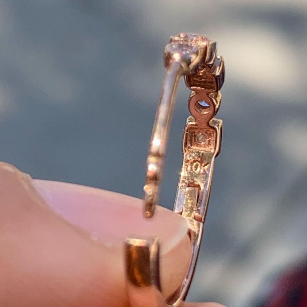 10K Rose Gold & Diamonds Double Click Earrings New - Picture 3 of 15